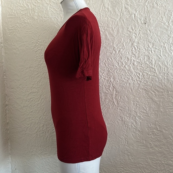 MaxMara Cranberry Red Short Sleeve French Seam T-Shirt Medium - Picture 3 of 10